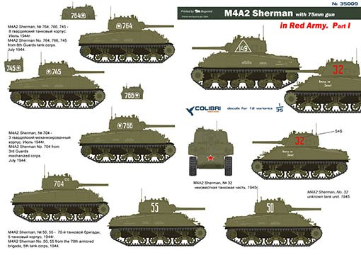 Colibri decals 35009 M4A2 Sherman in Red Army Part I 1/35