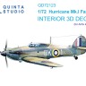Quinta studio QD72123 для семейства Hurricane Mk.I (Airfix) 3D Декаль интерьера кабины 1/72
