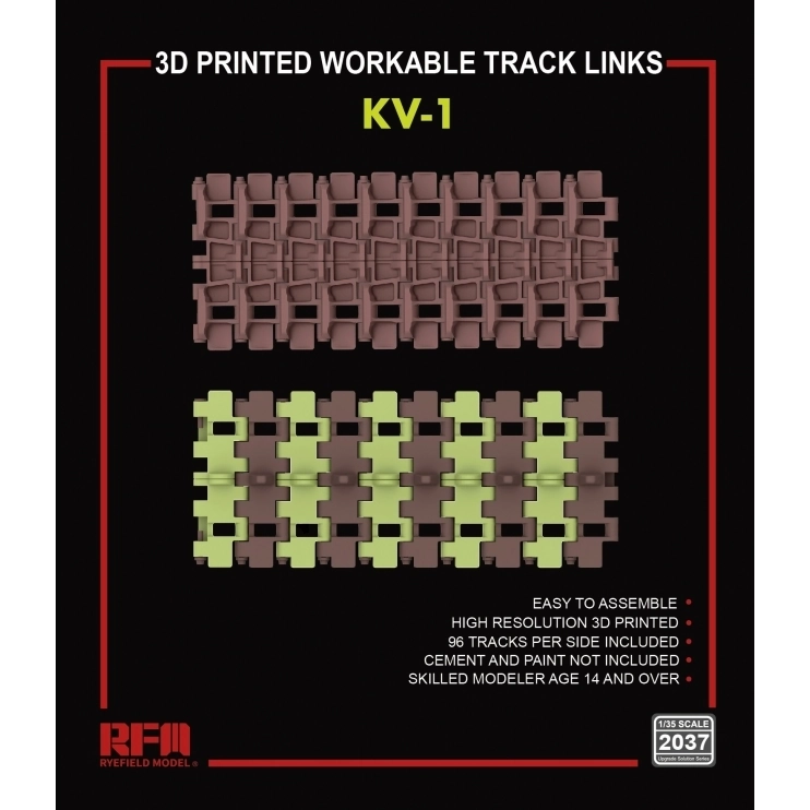 RFM 2037 3D printed Workable track links for KV-1