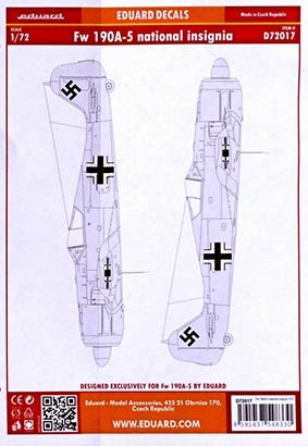 Eduard D72017 Decals 1/72 Fw 190A-5 national insignia (EDU)