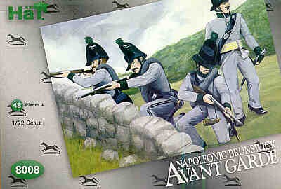 HAT 8008 Napoleonic Brunswick Avante Garde 48 infantry with several extra heads for potential conversions 1/72