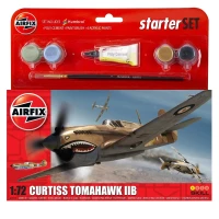 Airfix 55101A Curtiss Tomahawk IIB RAF (P-40B) Starter Set includes Acrylic paints, brushes and poly cement 1/72