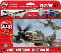 Airfix 55107A North-American Mustang IV Starter/Gift Set includes Acrylic paints, brushes and poly cement [P-51D] 1/72