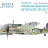Quinta studio QD+48379 Bristol Beaufort Mk.I (ICM) (с 3D-печатными деталями) 3D Декаль интерьера кабины 1/48