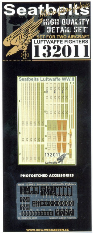 HGW 132011 Luftwaffe Fighters Seatbelts 1/32