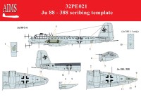 Aims AIMS32PE21 Junkers Ju-88/Ju-188/Ju-388' panel scribing template. (designed to be used with Revell kits) 1/32
