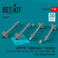 Reskit 48477 AIM-9B 'Sidewinder' missiles (4 pcs.) 1/48