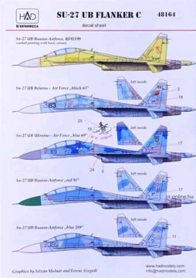 HAD 48164 Decal Sukhoi Su-27 UB Flanker C (5x camo) 1/48