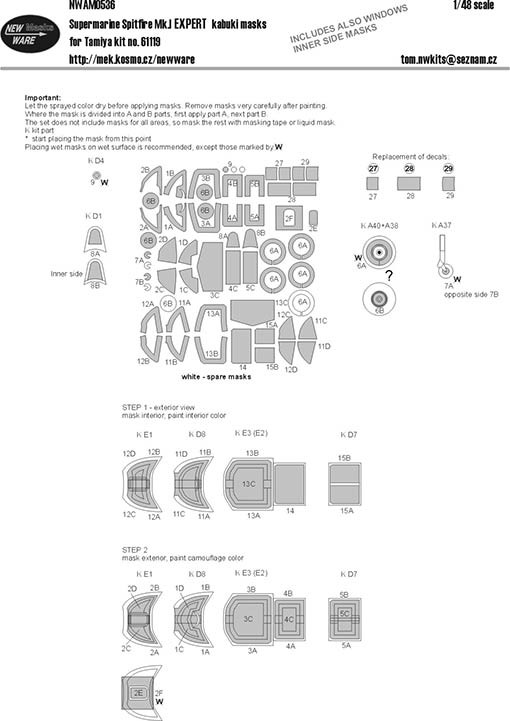 New Ware NWA-M0536 1/48 Mask S.Spitfire Mk.I EXPERT (TAM 61119)
