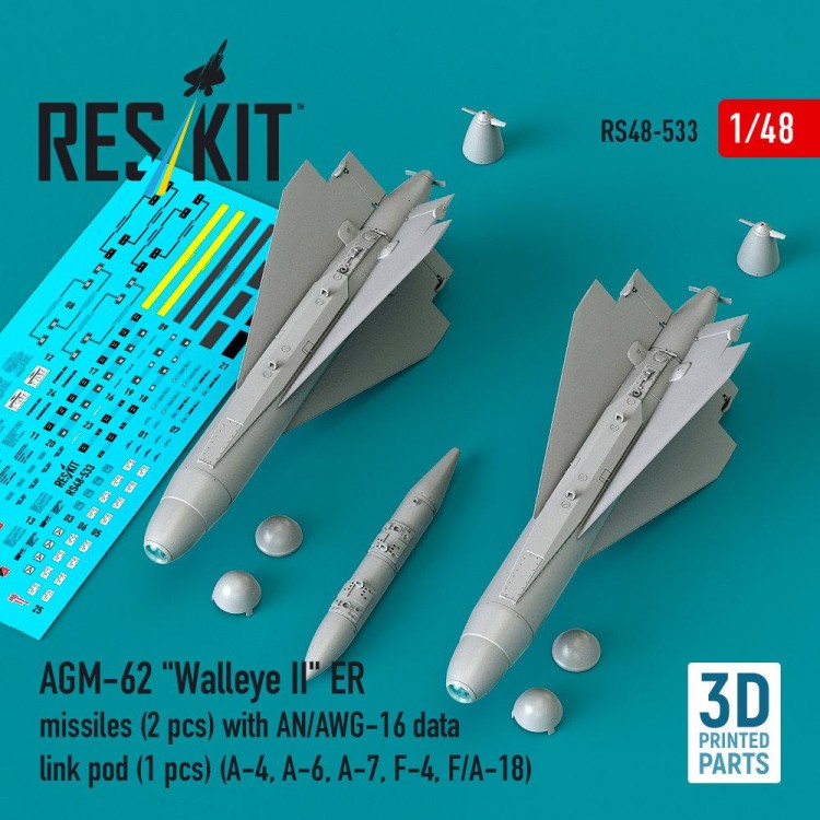 Reskit 48533 AGM-62 Walleye II ER w/ AN/AWG-16 pod (3 pcs) 1/48
