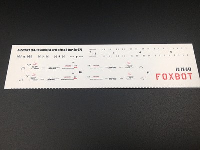 Foxbot Decals FBOT72047 Soviet Missile R-27ER/ET (AA-10 Alamo) &amp; APU-470 for Sukhoi Su-27 Stencils 1/72