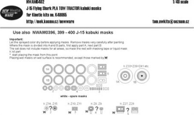 New Ware NWA-M0402 1/48 Mask J-15 Flying Shark PLA TOW TRACTOR (KIN)