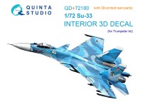 Quinta studio QD+72180 Su-33 (Trumpeter) 3D Декаль интерьера кабины 1/72