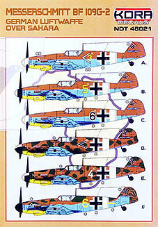 Kora Model NDT48021 Bf 109G-2 Luftwaffe over Sahara декали 1/48