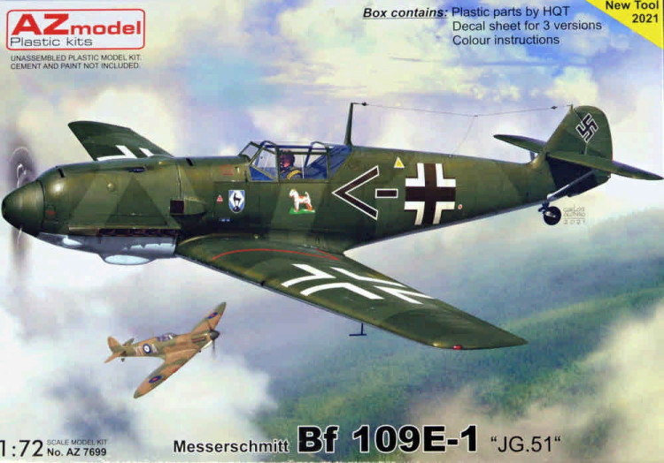Az Model 76099 Messerschmitt Bf 109E-1 JG.51 (3x camo) 1/72