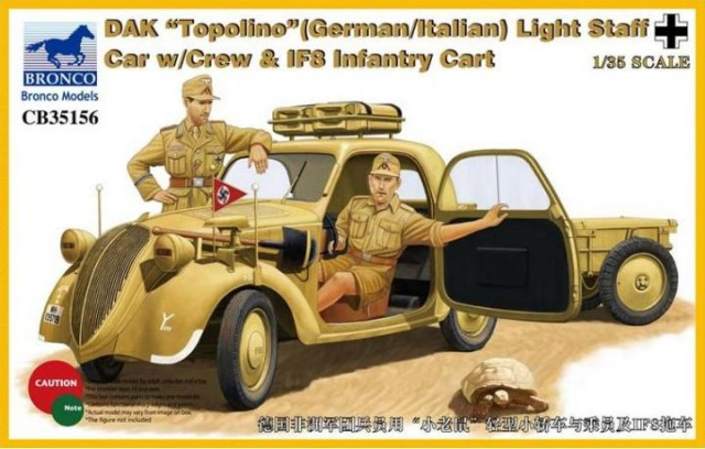 Bronco CB35156 DAK "Topolino" Staff Car w/Crew & IFS Infantry Cart 1/35