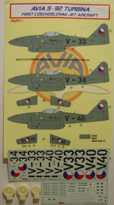 Kora Model DEC72181 Avia S-92 Turbina (Czechosl.) Part I. декали декали 1/72