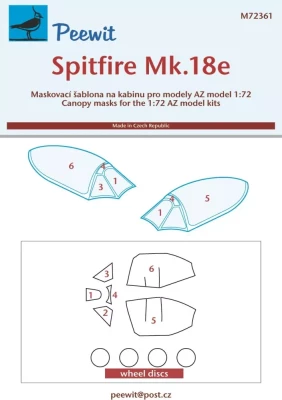 Peewit M72361 Canopy mask Spitfire Mk.18e (AZ) 1/72