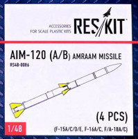 Reskit RS48-0086 AIM-120 (A/B) AMRAAM Missile (4 pcs.) 1/48