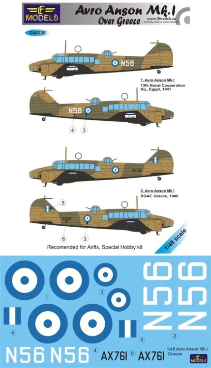 Lf Model C48220 Decals Avro Anson Mk.I over Greece 1/48