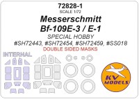 KV Models 72828-1 Messerschmitt Bf-109E-3 / E-1 (SPECIAL HOBBY #SH72443, #SH72454, #SH72459, #SS018) - (двусторонние маски) + маски на диски и колеса GE 1/72