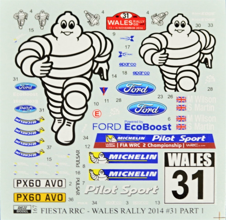 Reji Model 167 Transkit Ford Fiesta RRC Wales 2014 (Wilson) 1/24