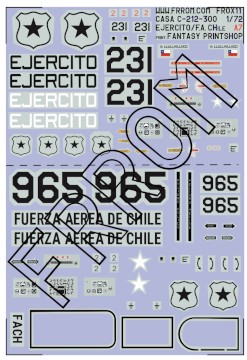 Frrom-Azur FROX11 CASA C-212-300 Chile (231 EJERCITO and 965 FACH) A7 size, Spanish and English 1/72