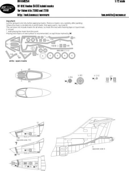 New Ware NWA-M0254 1/72 Mask RF-101C Voodoo BASIC (VALOM 72093)