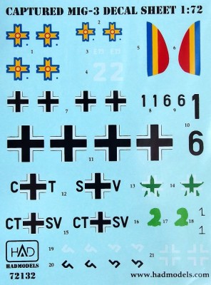 HAD 72132 Decal MiG-3 Captured (4x camo) 1/72