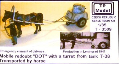 Tp Model T-3509 Mobile armored DOT w/ turret T-38 &amp; horse 1/35