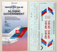 BOA Decals 14447 1/144 Decals Yak-40 Slovak Government (AZ)