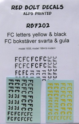 Maestro Models MMCRB7202 1/72 FC letters - yellow &amp; black (Alps printed)
