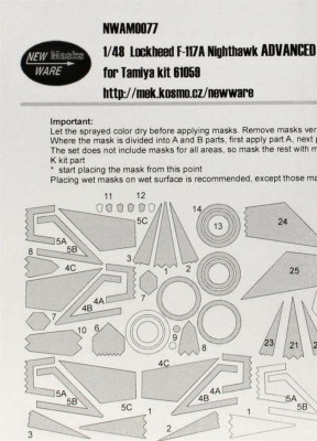 New Ware NWA-M0077 1/48 Mask F-117A Nighthawk ADVANCED (TAM 61059)