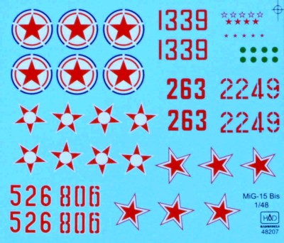 HAD 48207 Decal MiG-15 Bis (North Korea, USSR, Hungary) 1/48