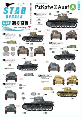 Star Decals 35-C1315 Pz.Kpfw.I Ausf.A. Poland, Norway, Eastern Front 1939-45 1/35