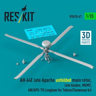 Reskit RSU35-067 AH-64E late Apache unfolded main rotor set 1 1/35