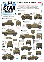 Star Decals 35-C1427 Early IDF markings # 1.Israeli armoured cars and AFVs in 1948-49.Daimler AC Mk.2, Humber AC Mk.IV, Humber LRC, Marmon-Herrington Mk.IVF, M3 White Scout Car, Humber SC, CMP C15TA 1/35