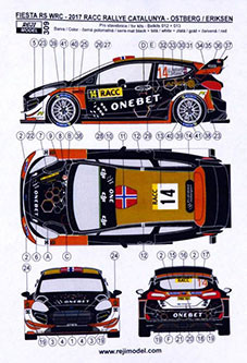 Reji Model 309 Ford Fiesta WRC 2017 Catalunya Rallye 1/24