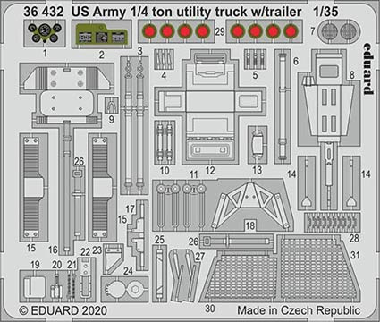 Eduard 36432 SET US Army 1/4 ton utility truck w/ trailer (TAKO