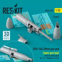 Reskit 32470 SUU-16A 20mm gun pod (opened) w/ centerl.pyl. 1/32