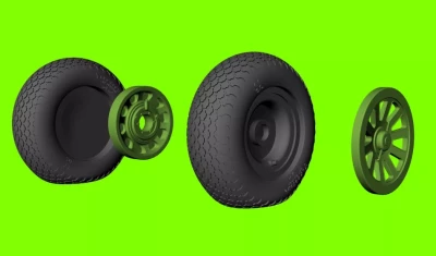 Lf Model 3D7242 Mustang's weighted wheels - cross tread 1/72