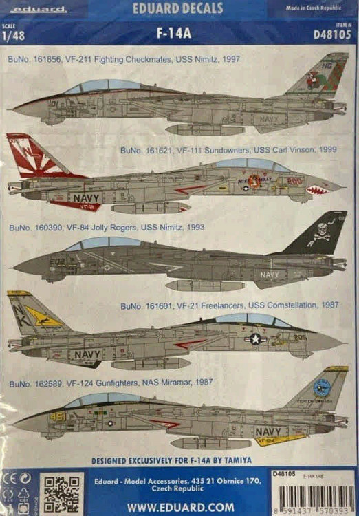 Eduard D48105 Decals F-14A (TAM) 1/48