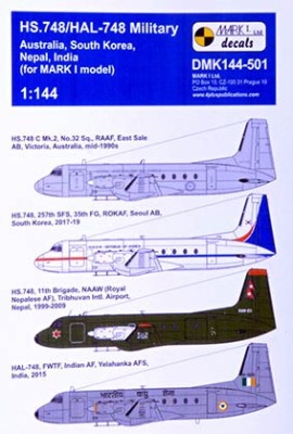 4+ Publications 144501 HS.748/HAL-748 Military (4x camo) декаль 1:144