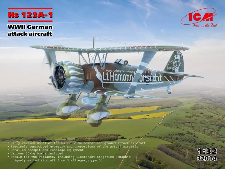 ICM 32014 Hs 123A-1 German WWII Attack Aircraft 1/32