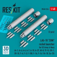 Reskit 48534 LAU-10 ZUNI rocket launcher US Army&Navy (2x) 1/48
