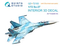 Quinta studio QD+72183 Su-27 (Trumpeter) 3D Декаль интерьера кабины 1/72