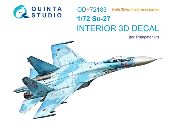 Quinta studio QD+72183 Su-27 (Trumpeter) 3D Декаль интерьера кабины 1/72
