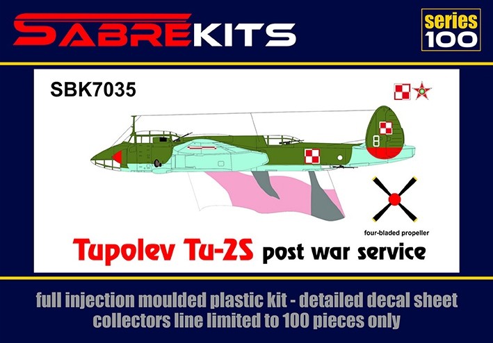 Sabre Kits SBK7035 Tupolev Tu-2S (Poland, Hungary) ex-ICM, new (3D-Printed) 4-blade props 1/72