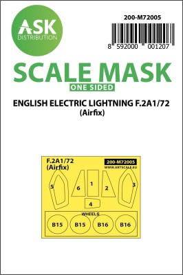 Art Scale 200-M72005 BAC/EE Lightning F.2A Kabuki wheels and canopy frame paint masks (outside only) 1/72