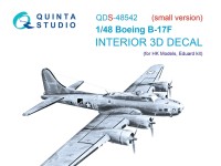 Quinta Studio QDS-48542 Boeing B-17F (HK models, Eduard) (малая версия) 3D Декаль интерьера кабины 1/48